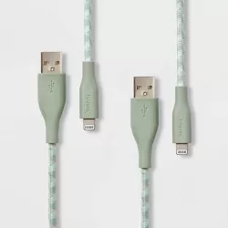 heyday™ 6' Lightning to USB-A 2pk Braided Cable - Evergreen