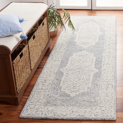 Handmade Blue Wool Abstract Tufted 3' x 5' Area Rug