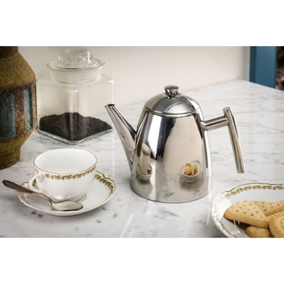 Mirror Finish Stainless Steel Teapot with Infuser, 22 oz