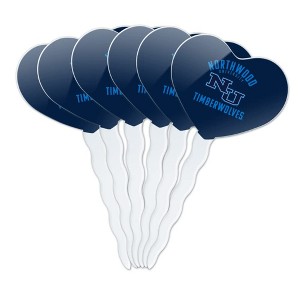 Northwood University Timberwolves Logo Heart Love Cupcake Picks Toppers Decoration Set of 6 - 1 of 4