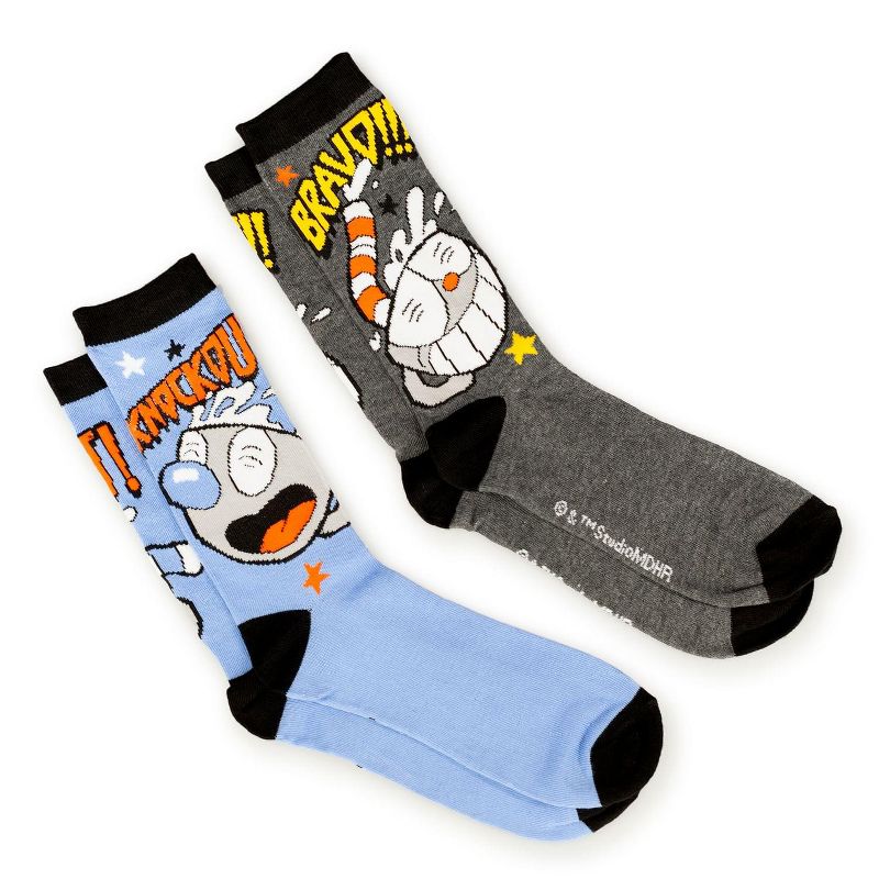 Hypnotic Socks Cuphead Adult Crew Sock | Cuphead and Mugman Socks | 2-Pack Bravo and Knockout, 1 of 8
