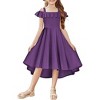 Arshiner Girls Summer Dress Off Shoulder Flutter Sleeve Midi Swing Cassual Formal Dresses with Pocket - 3 of 4