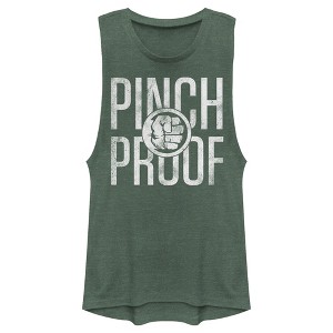 Juniors Womens Marvel St. Patrick's Day Hulk Pinch Smash Festival Muscle Tee - 1 of 4