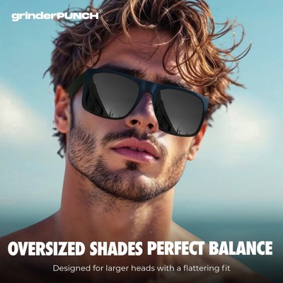 grinderPUNCH XL Polarized Oversized Sunglasses  Lightweight Men's Big Wide Head UV Protection for Sports, Driving, Fishing  Large Face Fit (Matte)