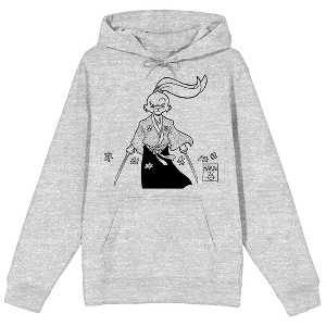 Usagi Yojimbo Sakai With Two Swords Long Sleeve Athletic Heather Adult Hooded Sweatshirt - 1 of 2