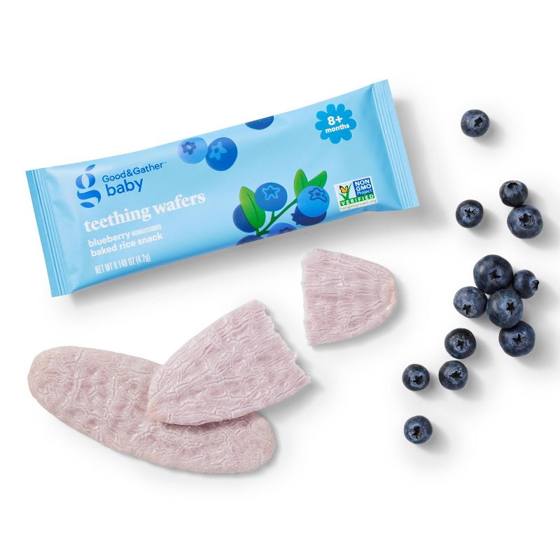 Blueberry Teething Wafers Baby Snacks - 1.76oz/12pk - Good &#38; Gather&#8482;, 3 of 6