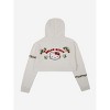 Hello Kitty Strawberries Puff Print Long Sleeve Zip Up Women's White Cropped Hoodie - 2 of 4
