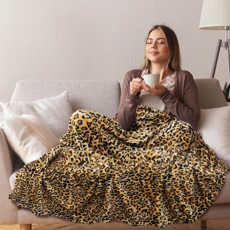 PAVILIA Premium Fleece Throw Blanket for Sofa Couch, Soft Flannel Plaid Stripe Decorative Print Blanket, 5 of 9