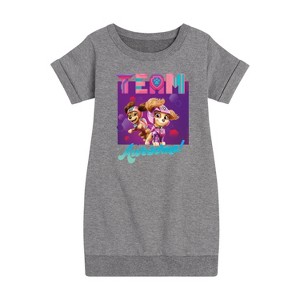 Girls' - Paw Patrol - Skye Team Awesome Graphic Short Sleeve Fleece Dress - 1 of 4