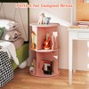 Costway Kids Rotating Bookshelf 2 Tier Freestanding 360° Revolving Display Storage Rack White/Pink - 4 of 4