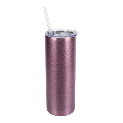 Elanze Designs 20 oz Glitter Stainless Steel Insulated Travel Tumbler With Sliding Lid For Iced or Hot Beverage, Rose Gold
