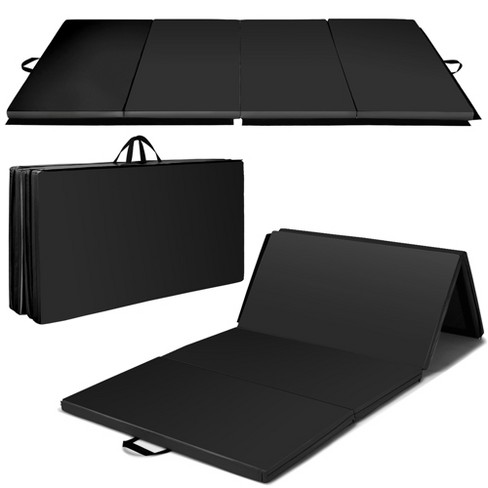 4 x 8 x 2 Folding Gymnastics Mat Four Panels Gym PU Leather EPE Foam Black