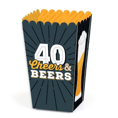 Big Dot of Happiness Cheers and Beers to 40 Years - 40th Birthday Party Favor Popcorn Treat Boxes - Set of 12