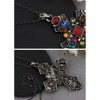 Alilang Gold Tone Ornate Cross Pendant Necklace with Multicolor Crystal Rhinestones - 2 of 4