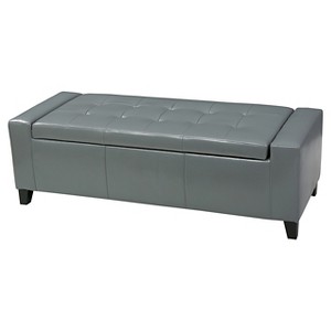 Guernsey Faux Leather Storage Ottoman Bench Gray - Christopher Knight Home