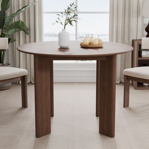 PexFix 42" Walnut Solid Wood Farmhouse Dining Table Round Wood Top for Modern Dining Rooms & Family Gatherings - 1 of 4