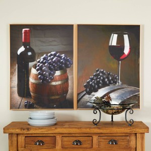 Set of 2 Porcelain Wine Framed Wall Arts with Gold Aluminum Frame - Olivia & May - 1 of 4