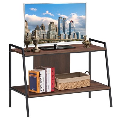 Costway 2-Tier TV Stand Entertainment Center for TV's Up to 40'' w/ Shelves & Metal Frame