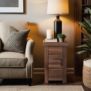 14" Knotty Alder Chairside Table with Concealed Storage, No Assembly Required, Ideal for Living Room or Bedroom - 1 of 4
