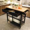 Kitchen Island & Kitchen Cart, Mobile Kitchen Island with Two Lockable Wheels, Rubber Wood Top - 4 of 4