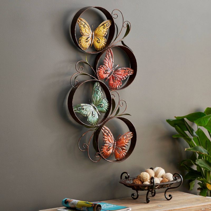 Eclectic Metal Butterfly Wall Decor Yellow/Red - Olivia &#38; May, 3 of 7