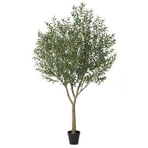DR.Planzen 5-8FT Lush Artificial Olive Tree - UV Resistant Fake Plant with Black Fruits in 7x8" Black Pot for Indoor/Outdoor House & Floor Decor - 1 of 4