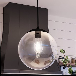 Urban Ambiance Luxury Minimalist Pendant 12.5''H x 12''W,  Midnight Black Finish,  Canton Collection, UHP4018 - 1 of 4