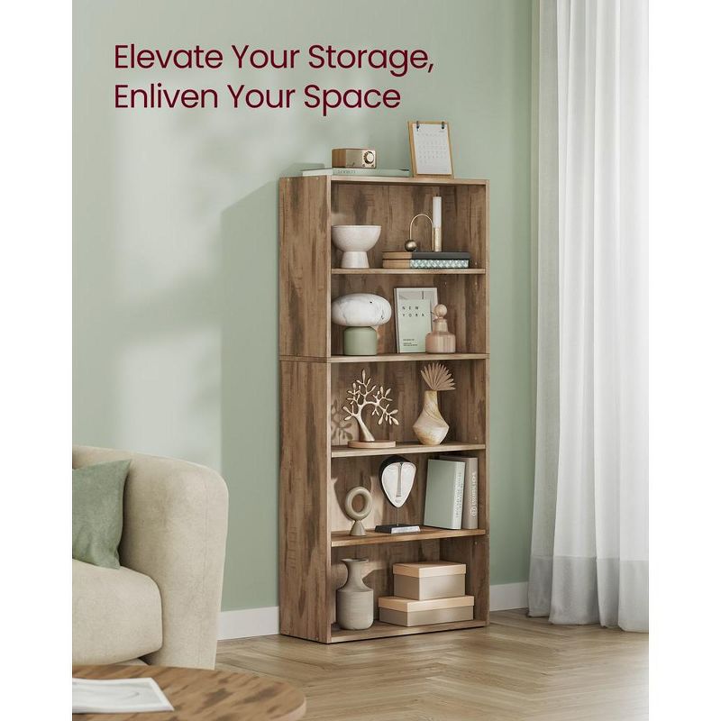 VASAGLE Bookshelf, 23.6 Inches Wide, 5-Tier Open Bookcase with Adjustable Storage Shelves, Floor Standing Unit, 3 of 9