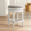 55 Downing Street Oliver Wood Swivel Bar Stool Distressed White 24 1/2" High Traditional Pewter Round Cushion with Footrest for Kitchen Counter Island - 2 of 4