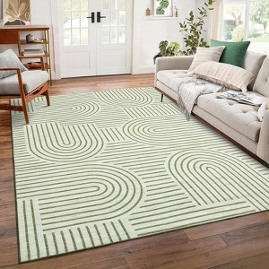 Modern Geometric Stripe Area Rugs Soft Washable Low Pile Non Shedding Rugs for Living Room Bedroom - 1 of 4
