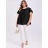 Women's Plus Size Toothpick Pleated Texture Crew Neck Ruffle Short Sleeve Casual Summer Blouses - GRACE & GRANDEUR - 2 of 4