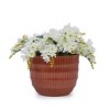 SEVOBAL Planters 4-Piece Modern Planter Pots Set, Glossy Indoor, Outdoor Frost-Resistant Garden with Drainage Holes, Red, 19.7"*19.7"*17.4" - 2 of 4