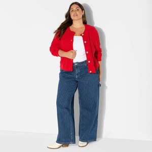 Women's Crewneck Heritage Cable Cardigan - Wild Fable™ - 1 of 3