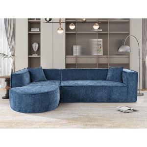 NicBex Couches for Living Room L-shaped Sponge Sectional Sofa Luxurious Chenille Upholstered Sofa Couch with Elegant Curved Design - 1 of 4
