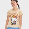 Girls' Hello Kitty Howdy Pointelle Lace Short Sleeve Top - Brown - 2 of 4