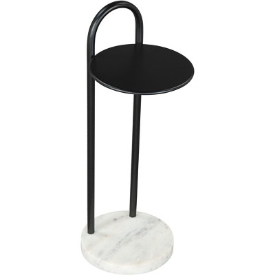 Panda Side Table Iron Black - ZM Home: Marble Base, 22" High, No Assembly, Modern Glam Accent Table