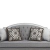 88" Florian Sofa Gray Fabric and Antique White Finish - Acme Furniture: Leather Upholstery, Wood Frame, Includes Accent Pillow - 3 of 4