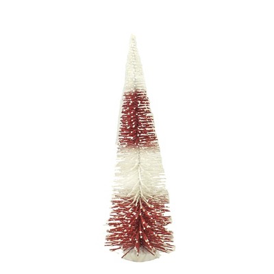 Christmas 18.0" Rd/Wh Bottle Brush Tree Med Home Decor 2-Tones  -  Decorative Figurines