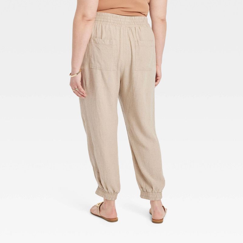 Women's High-Rise Linen Regular Fit Ankle Joggers - A New Day™, 2 of 4