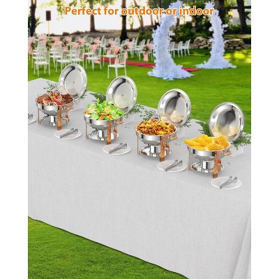 Rose Gold 5QT Stainless Steel Round Chafing Dish Buffet Set (2-Pack)