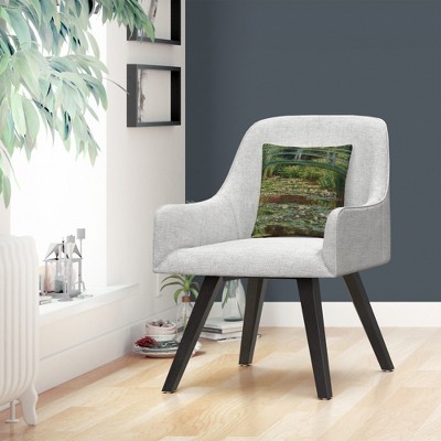 Claude Monet 'The Japanese Footbridge 1899' Green Polyester Throw Pillow