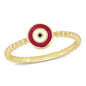 EVERLY JEWELRY | 14K Yellow Gold Pink and White  Evil Eye Ring - 1 of 4
