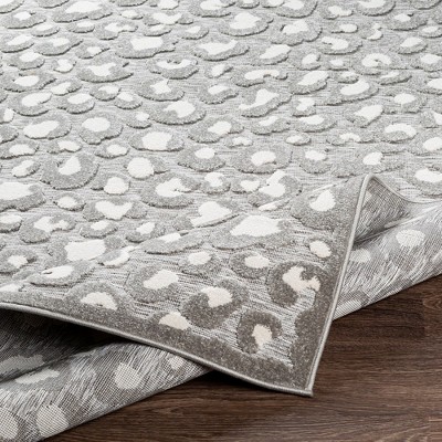Gray Geometric Hand-knotted Synthetic Fur Area Rug 5' x 7'