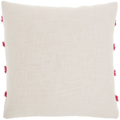 Hot Pink Cotton Tufted Square Throw Pillow 18" x 18"