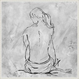 30"x30" Woman Sketch II by Patricia Pinto Framed Canvas Wall Art Print White - Amanti Art - 1 of 4