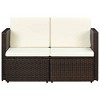 vidaXL 2-Seater Outdoor Patio Sofa with Cushions - Easy-Clean Brown Poly Rattan Material - Comfortable, Thickly-Padded for Ultimate Comfort - 2 of 4