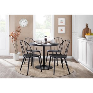 Vynxaria Dakota Industrial Dining Table in Black Steel and Black Wood - 1 of 4