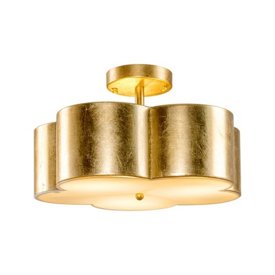 Parrot Uncle 15.4" Modern Gold 3-Light Semi-Flush Mounwo xian