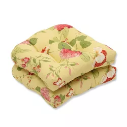 Outdoor 2-Piece Wicker Seat Cushion Set - Yellow/Red Floral - Pillow Perfect