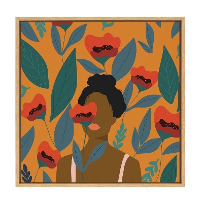 22" x 22" Sylvie Smell the Roses Framed Wall Canvas by Oris Eddu - Kate & Laurel All Things Decor